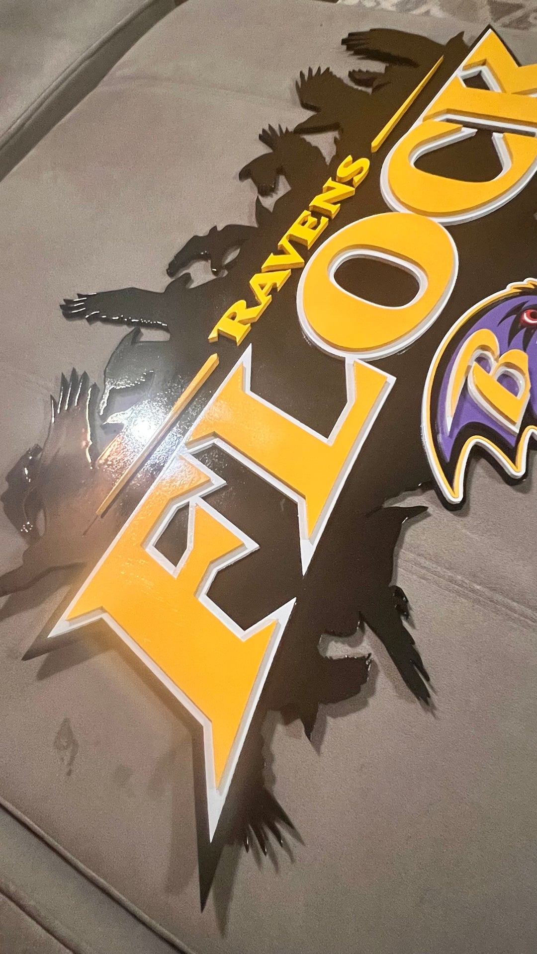 Baltimore Ravens Inspired Flock Wood Sign – Cynthia's Crafts in